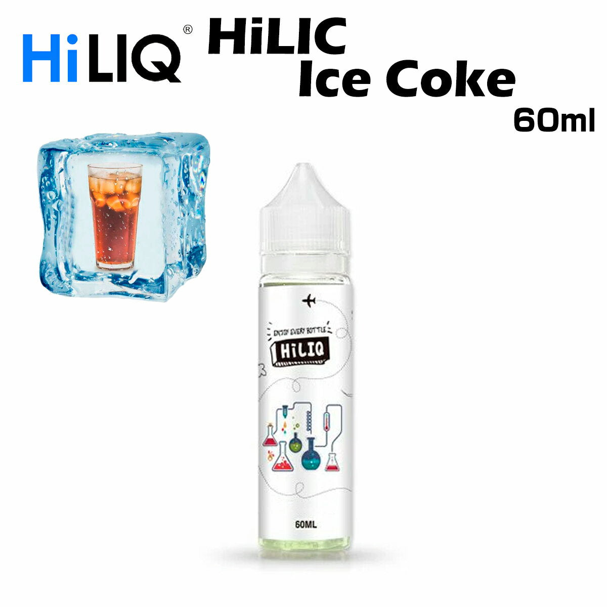 HiLIQ/IceCoke60mlアイスコークコーラハイリクリキッド電子タバコVAPEベイプボトル大容量ニコチン0mgニコチンゼロ清涼剤本体禁煙減煙水蒸気ベイプ