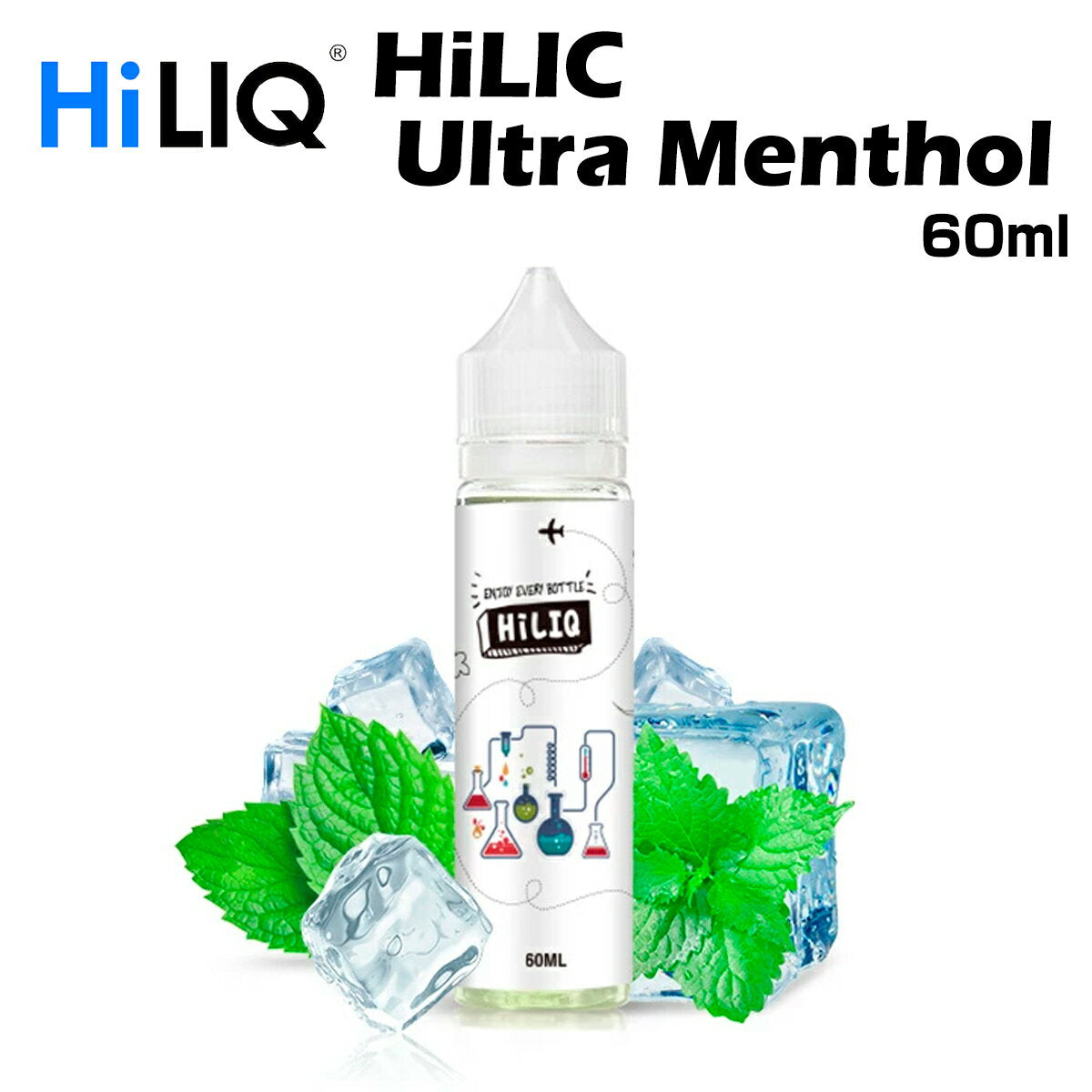 HiLIQ/UltraMenthol60mlウルトラメンソールハイリクリキッド電子タバコVAPEベイプボトル大容量ニコチン0mgニコチンゼロ清涼剤本体禁煙減煙水蒸気ベイプ
