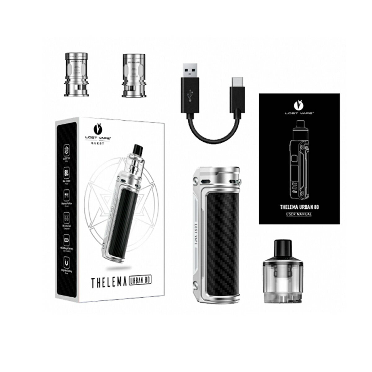 【エントリーでP3倍】LostVapeThelemaUrban80W5.5mlスターターキットポッド型ポッドキット18650UBUltraロストベイプセレマアーバンウルトラ電子タバコベイプ本体リキッド爆煙禁煙タールニコチン0シーシャmtldl
