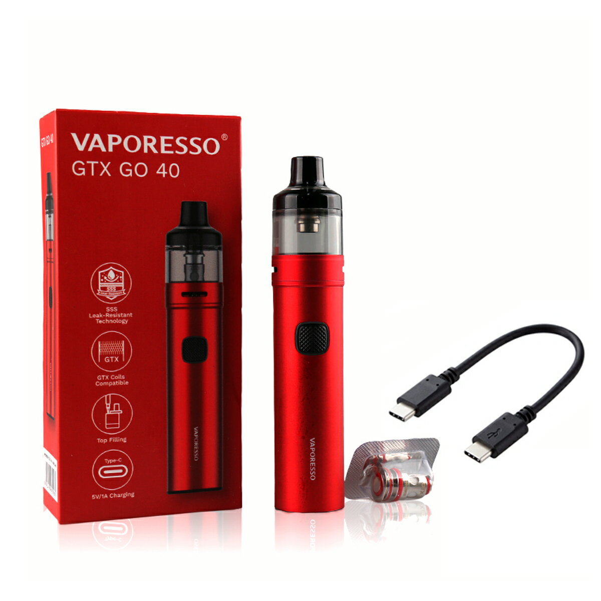 VaporessoGTXGO40Kitポッドスターターキット3.5ml1500mAh電子たばこ電子タバコVapepodベポレッソ