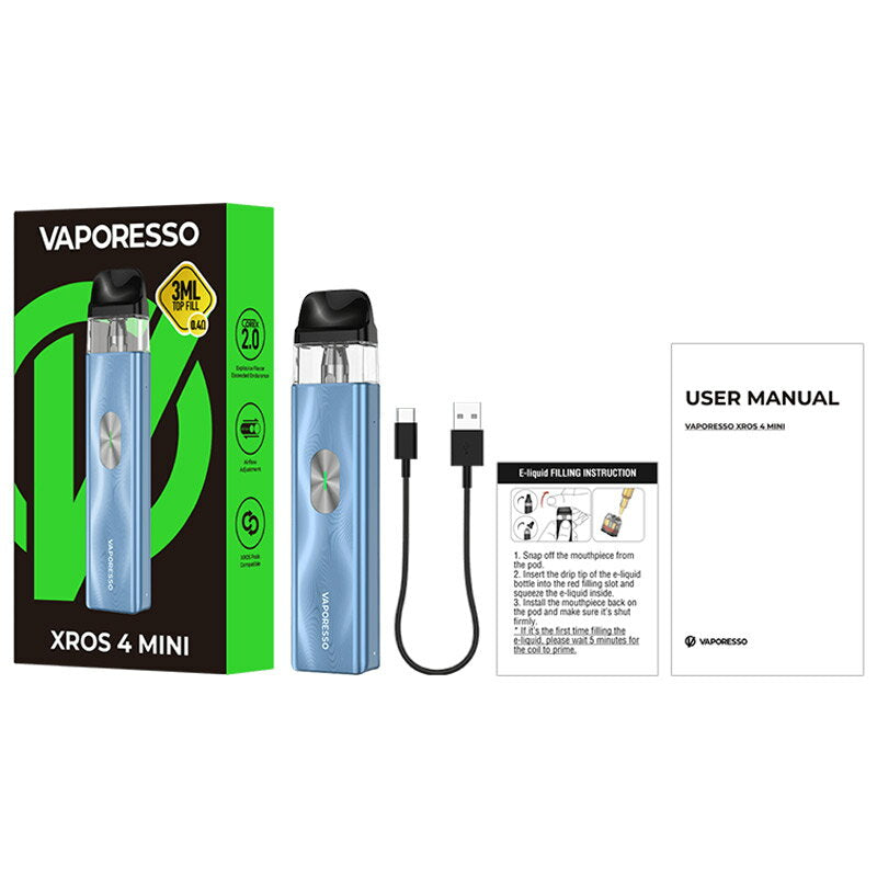 【マラソン期間中P5倍】VaporessoXROS4MiniPodKit1000mAh3mlポッド型スターターキットベポレッソクロスミニ電子タバコベイプ本体リキッドコンパクト小型禁煙ニコチンゼロタールニコチン0シーシャmtlvape