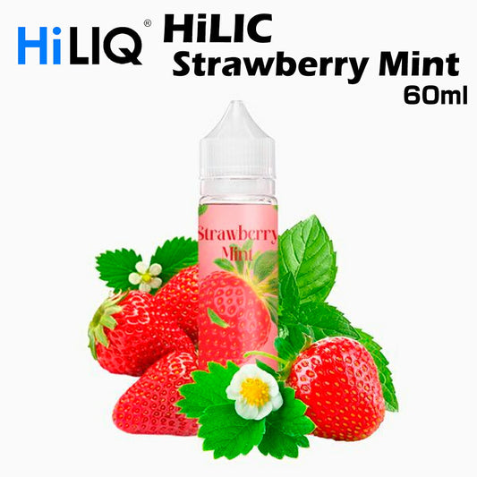 HiLIQ/StrawberryMint60mlストロベリーミントハイリクリキッドイチゴいちご電子タバコVAPEベイプボトル大容量ニコチン0mgニコチンゼロ清涼剤本体禁煙減煙水蒸気ベイプ