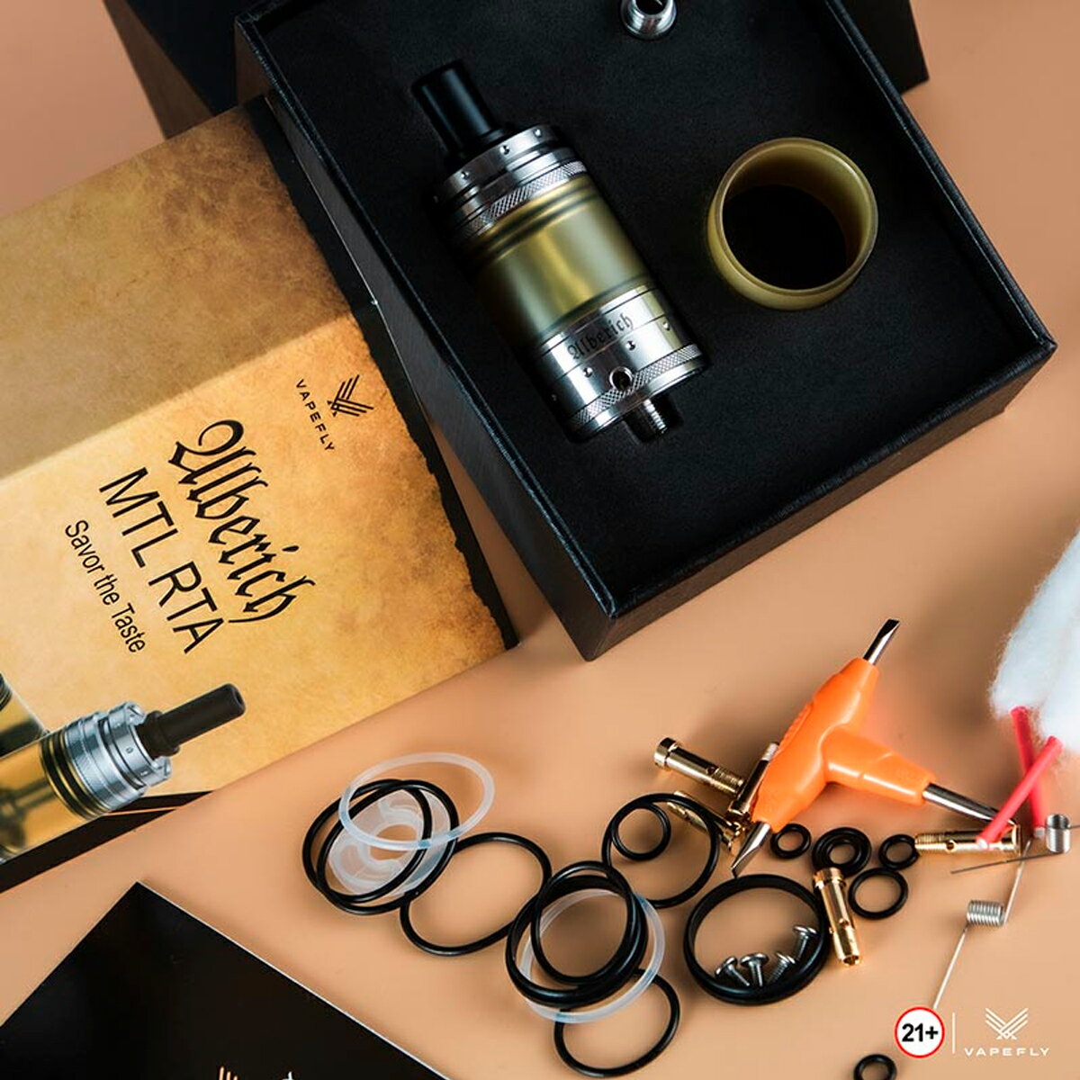 VapeflyAlberichMTLRTATank3/4mlベイプフライアルベリッヒアトマイザータンクリブルダブル510接続電子たばこ電子タバコベイプ本体リキッド爆煙禁煙ニコチンゼロタールニコチン0水蒸気電子シーシャ持ち運びおすすめmtlvape