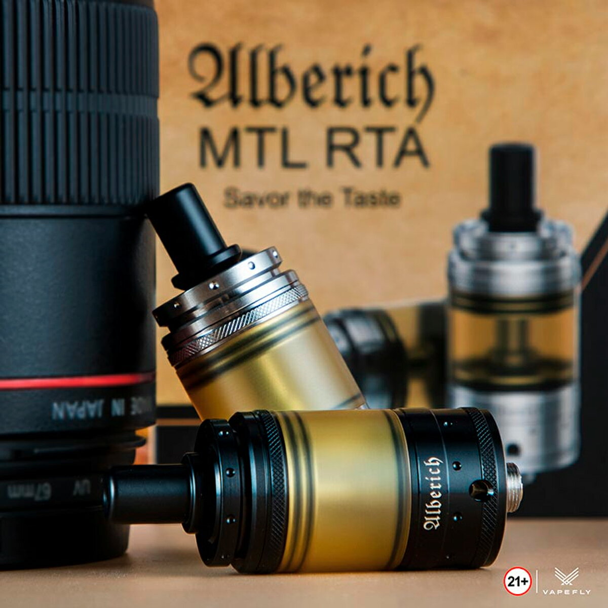 VapeflyAlberichMTLRTATank3/4mlベイプフライアルベリッヒアトマイザータンクリブルダブル510接続電子たばこ電子タバコベイプ本体リキッド爆煙禁煙ニコチンゼロタールニコチン0水蒸気電子シーシャ持ち運びおすすめmtlvape