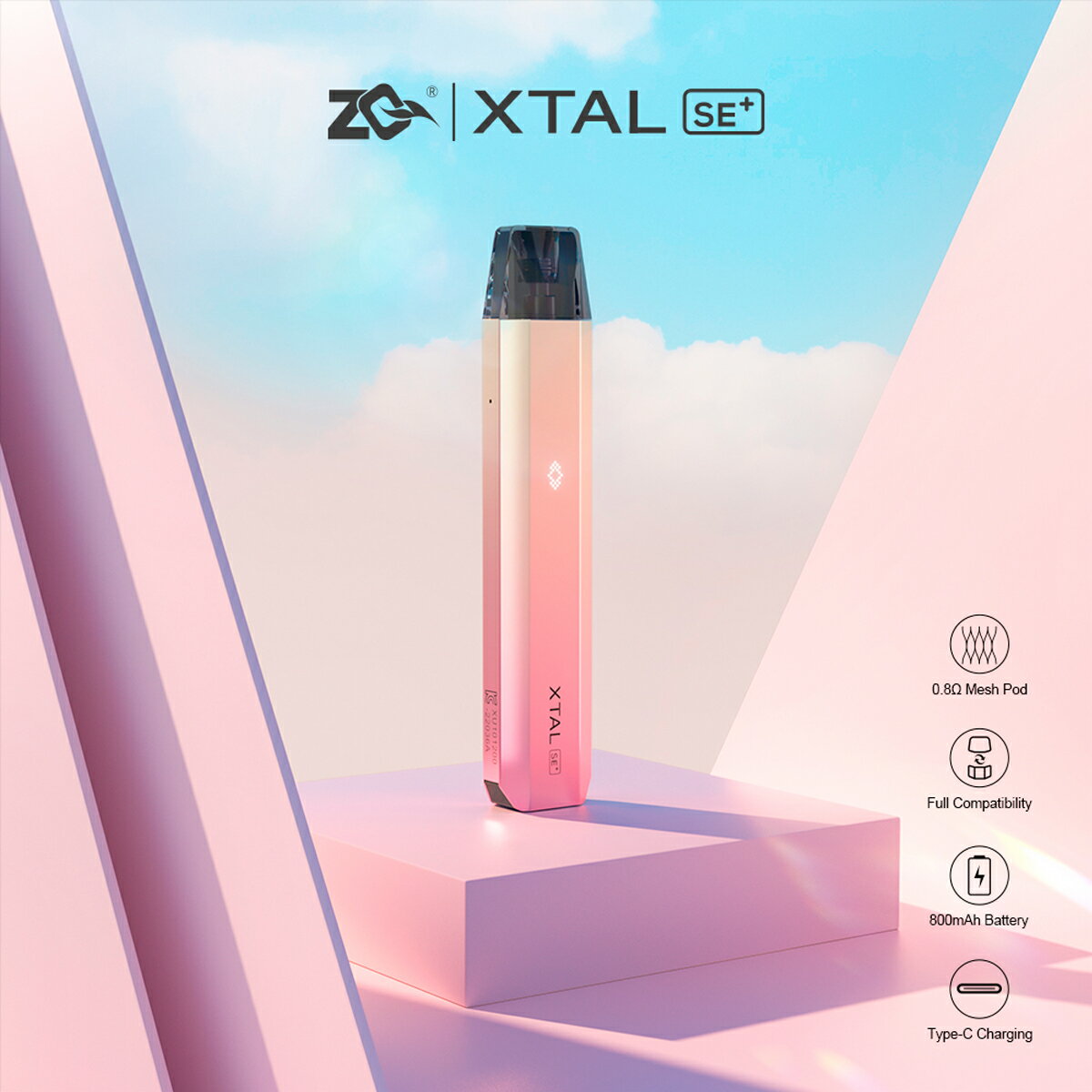 【送料無料】ZQXtalSE+PodSystemKit800mAh1.8mlスターターキットゼットキューエクスタルエスイーポッド型電子たばこ電子タバコVape