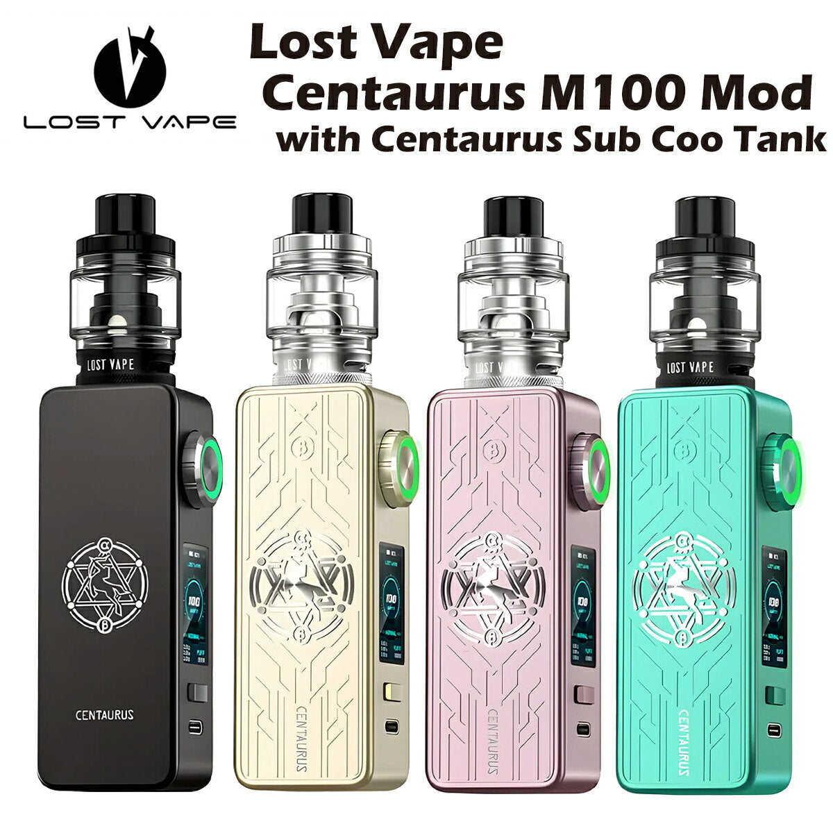 LostVapeCentaurusM100ModKitwithCentaurusSubCooTank4mlスターターキット18650UBUltraロストベイプケンタウロス電子タバコベイプ本体リキッド爆煙禁煙タールニコチン0シーシャmtldldtl