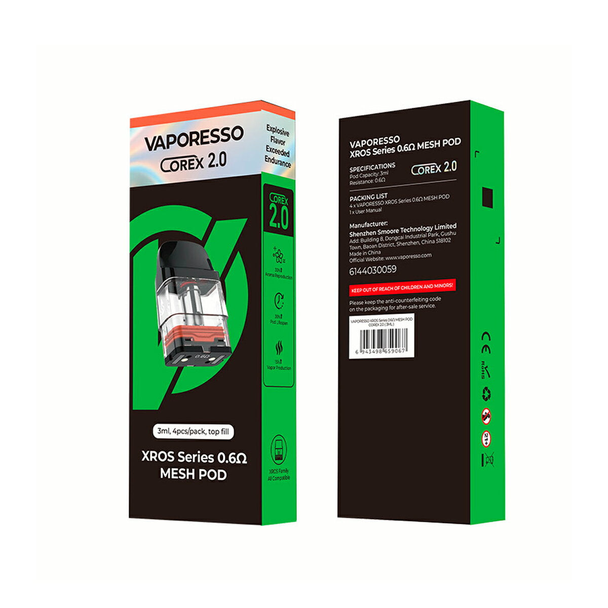 VaporessoXROSシリーズCorex2.03ml交換用ポッドカートリッジ4個入PODベポレッソクロスミニナノ234mininanodl電子たばこ電子タバコベイプリキッド爆煙禁煙ニコチンゼロタールニコチン0水蒸気電子シーシャmtlvape正規品