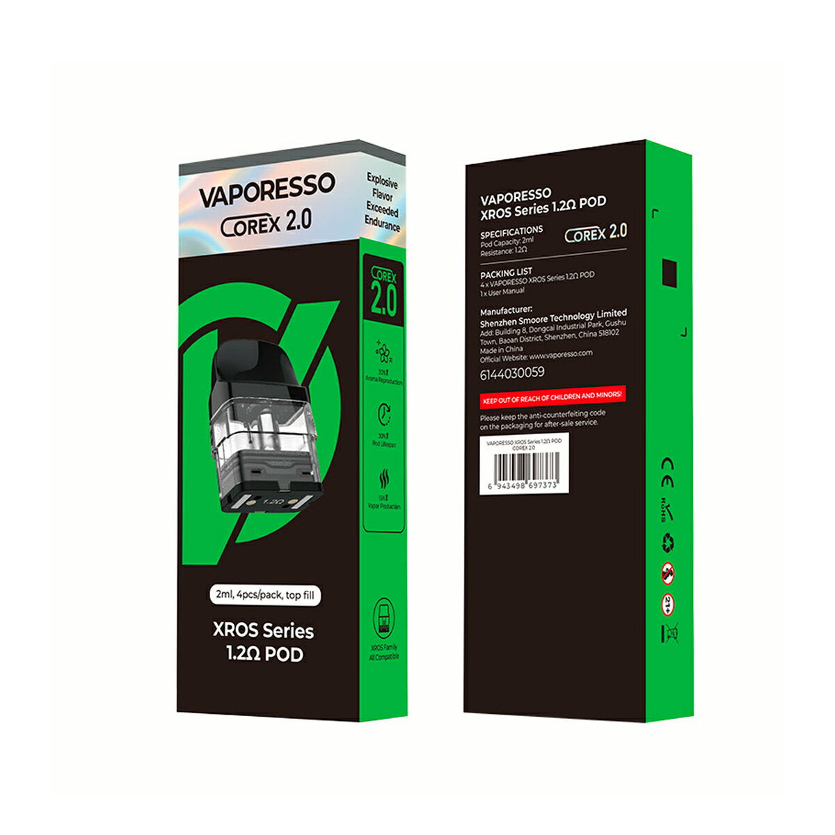 VaporessoXROSシリーズCorex2.02ml交換用ポッドカートリッジ4個入PODベポレッソクロスミニナノ234mininanodl電子たばこ電子タバコベイプリキッド爆煙禁煙ニコチンゼロタールニコチン0水蒸気電子シーシャmtlvape正規品