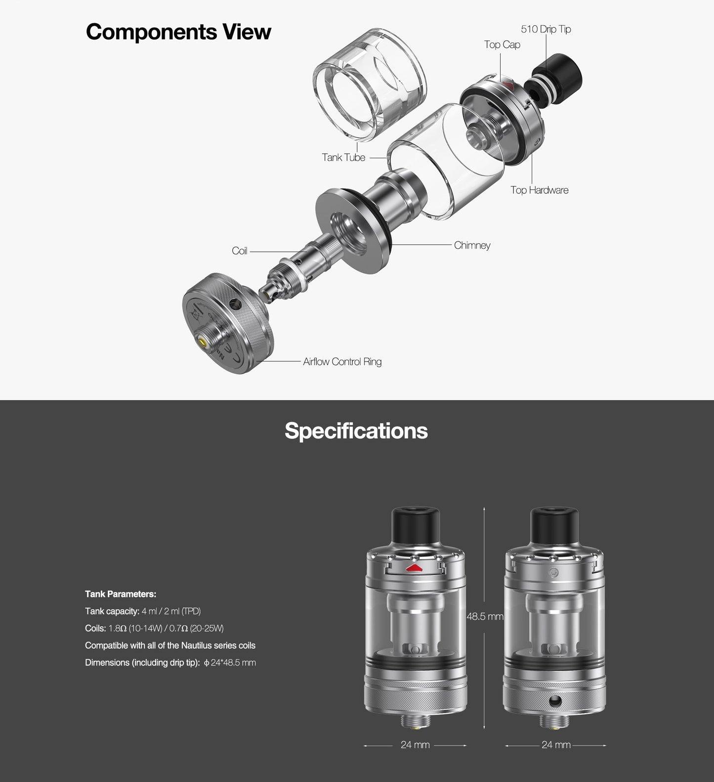 【送料無料】 Aspire Nautilus 3 アトマイザー 4ml アスパイヤ ノーチラス クリアロマイザー 電子たばこ 電子タバコ Vape