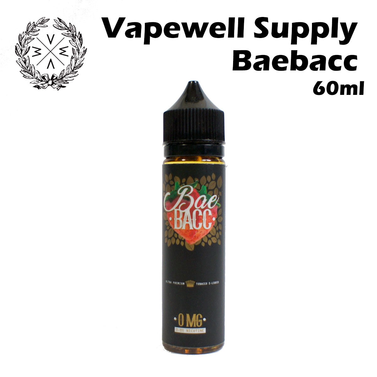 Vapewell Supply Bae Bacc 60ml イチゴ＆タバコ アメリカ産 リキッド 電子タバコ 電子たばこ ベイプウェル バエバッコ